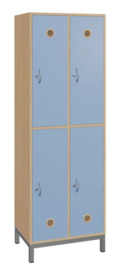 SBS-2222 šatní skříň 4-boxová, 1800x600x400 mm, kovové nohy, korpus bříza irská, dvířka blankyt